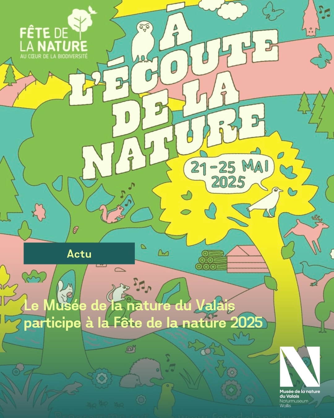 Le Musée de la nature du Valais propose une activité dans le cadre de la Fête de la nature ! 🍃 Lors de cette édition 2025, ouvrez vos oreilles et laissez-vous emporter dans un voyage sonore, sur les pas de Noémie Delaloye, audio-naturaliste passionnée d’ornithologie. Testez ses astuces pour mieux écouter les sons de la nature en ville et sur les collines de Sion, et découvrez le métier de preneur de sons nature. La balade se terminera en beauté par un loto de sons d’animaux. Un cadeau surprise attend les chanceux ! 👉 Inscription obligatoire sur fetedelanature.ch #museesvalais #museedelanatureduvalais #fetedelanature #sion @fetedelanature.ch