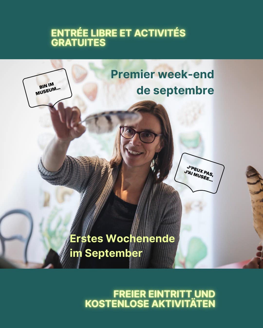 Tous les premiers week-ends du mois : entrée libre aux Musées cantonaux du Valais et activités gratuites dans un des musées. Le week-end prochain c'est au Musée de la nature du Valais que ça se passe. Au programme : 🟩 Samedi matin, le workshop de 11h15 à 12h30 👉 Ça se discute, avec Louise Roduit, dès 16 ans 🟩 Dimanche matin, la visite guidée à 11h00 👉 Explorez les milieux naturels du Valais et découvrez les liens qui se tissent au fil du temps entre les humains et leur environnement. 🟩 Dimanche de 13h00 à 17h00, en continu 👉 L'atelier pour toute la famille, dès 4 ans Pour découvrir l'agenda en détail et pour tout savoir sur le cycle "J'peux pas j'ai musée !" : rendez-vous sur musee-nature-valais.ch #museescantonauxduvalais #museedelanatureduvalais #museesvalais @sortir.lenouvelliste @museumspass @culture.canton.vs @sioncapitale @sionmaville @cantonvs_kantonvs