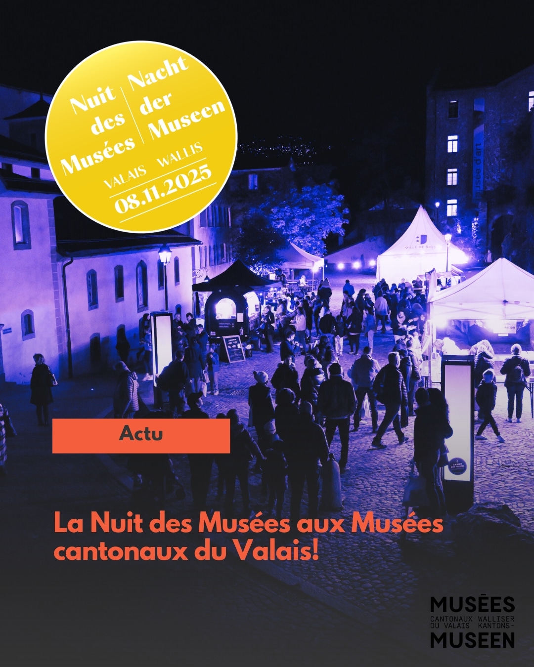 Samedi 8 novembre prochain aura lieu les 20 ans de la Nuit des Musées Valais! Les Musées cantonaux du Valais vous invitent à vivre une nuit pas comme les autres au cœur de la vieille ville de Sion. Pour les tous petits, les grands-parents et les amoureux; entre amis, en solo ou en famille! Il y en a pour tous les goûts! La nature, l'art et l'histoire vous attendent dans les Musées cantonaux du Valais. Venez écouter, fabriquer, échanger, grignoter et boire un vin chaud… La Nuit est à vous, bienvenue chez nous ! Programme complet sur : https://ndmvs.ch/ #museescantonauxduvalais #museedelanatureduvalais #museedartduvalais #museedhistoireduvalais